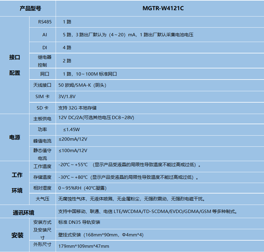 以電折水計量終端-技術參數 以電折水計量終端-技術參數
